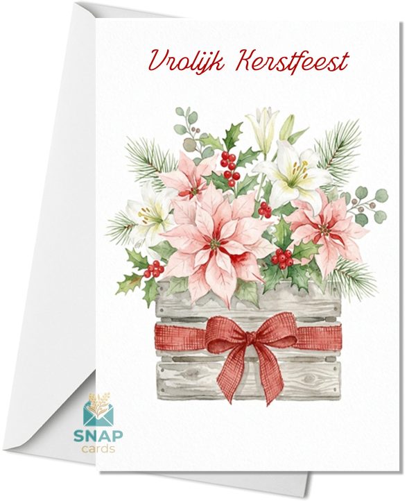 watercolour Christmas card, poinsettia Christmas card, floral Christmas card Australia, Snapcards Christmas, printed Christmas cards Australia, Christmas cards delivered Australia, elegant Christmas cards